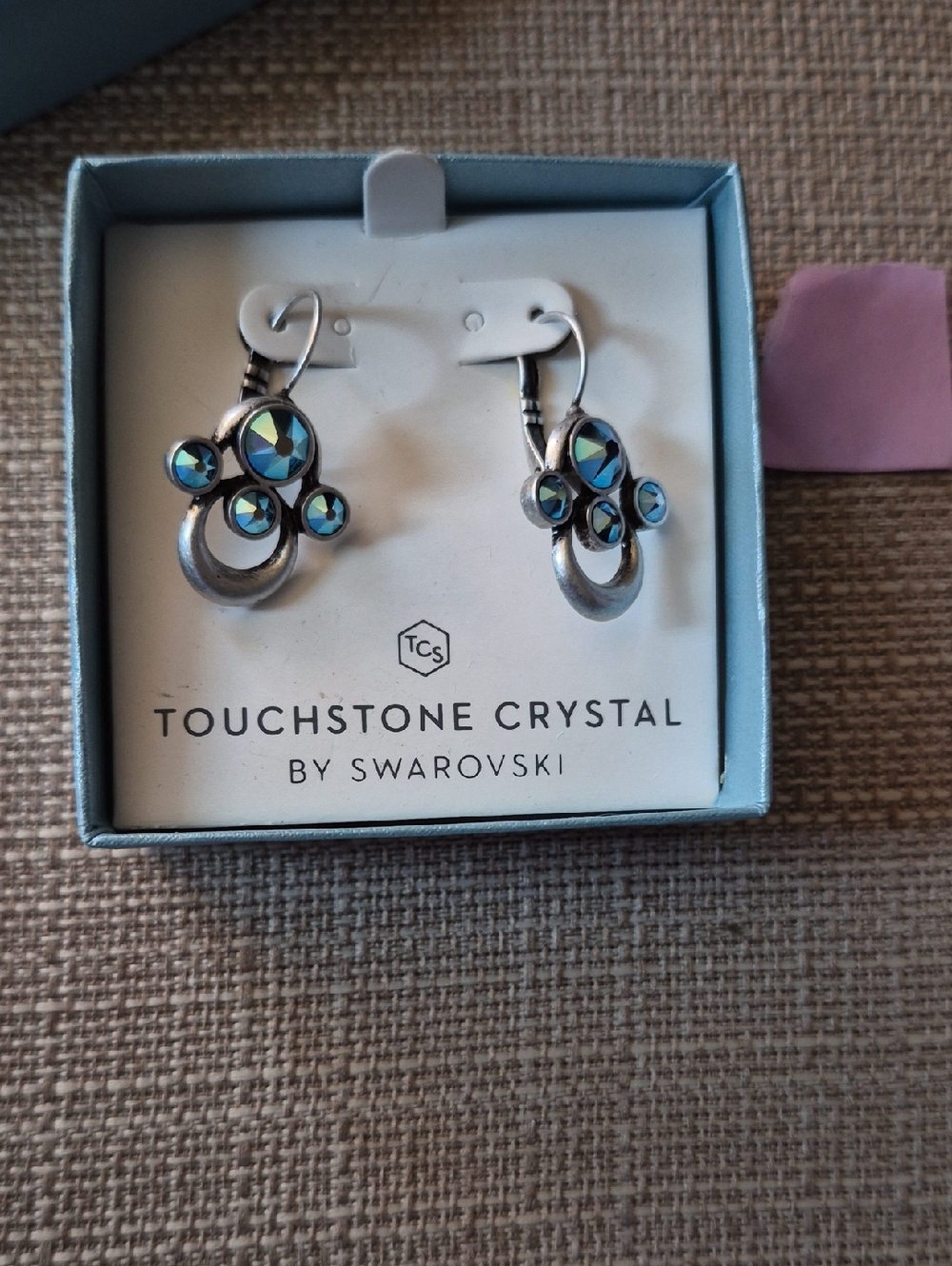 Touchstone Crystal by Swarovski Iridescent Teal Drop Earrings